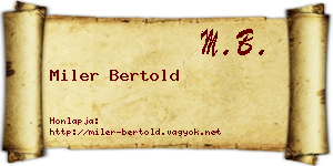 Miler Bertold névjegykártya
